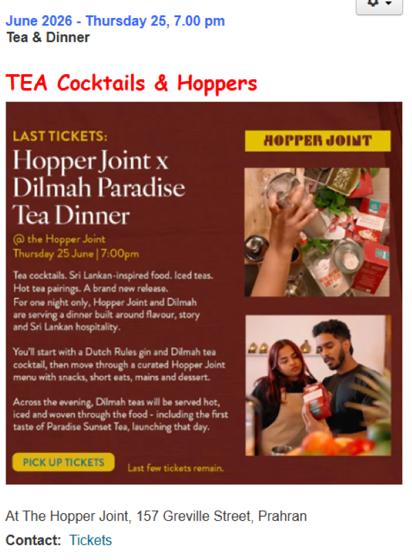 Tea Cocktails and Hoppers