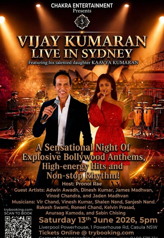 VIJAY KUMARAN LIVE IN SYDNEY - 13th June 2026 - 5pm ( SYDNEY Event )