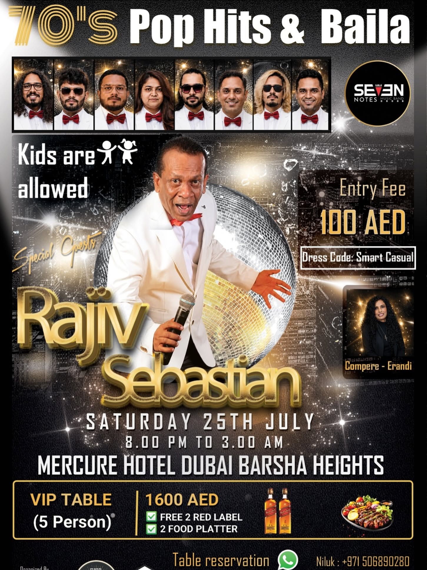 70’s Pop Hits & Baila Night - 25th July - 8.00PM To 3.00 AM ( Dubai Event )