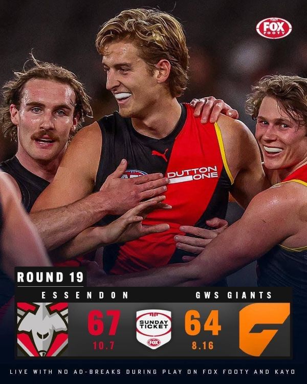 Bombers explode a shock win over GWS derailing their flag aspirations