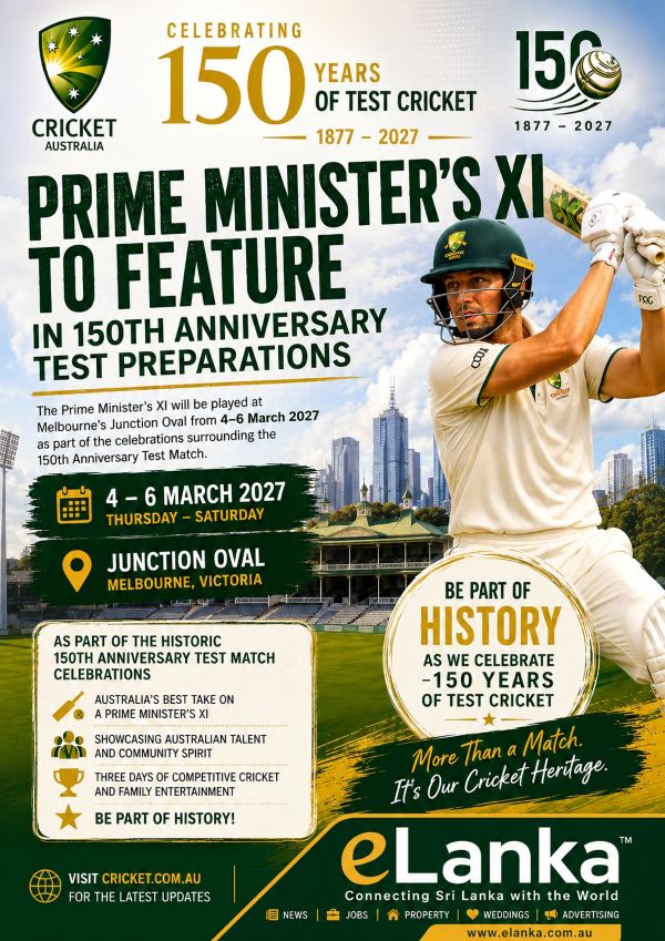 Prime Minister’s XI to Feature in 150th Anniversary Test Preparations