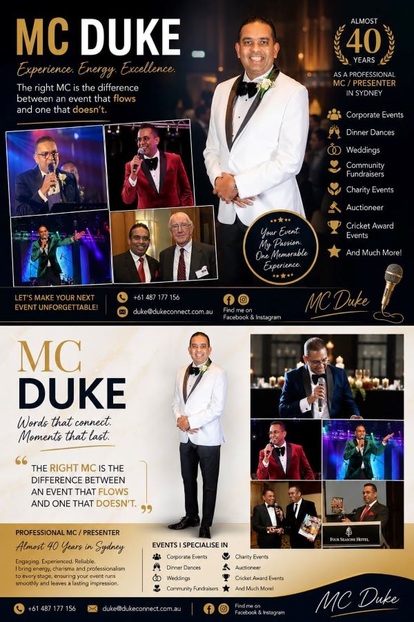 Professional MC Duke for weddings corporate and special events