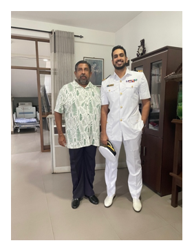 Surgeon Commander Samitha Samaraweera with writer at Naval Anchorage