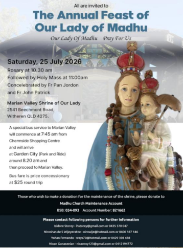 The Annual Feast of Our Lady of Madhu - 25 July 2026 - 10:30 am