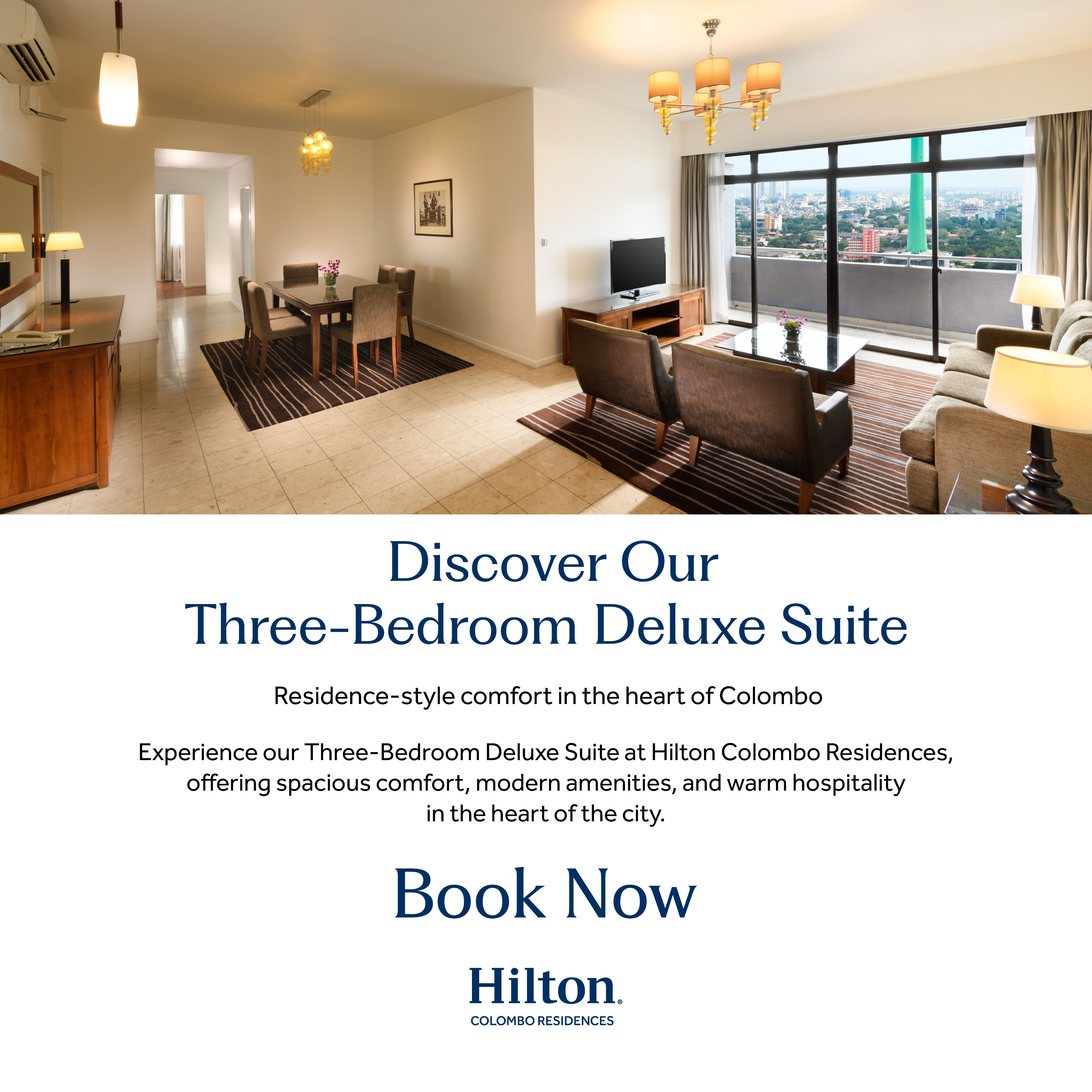 Hilton Colombo Residences, Hilton Colombo Residences Sri Lanka, luxury residences Colombo, luxury apartments Colombo, three bedroom suite Colombo, three bedroom deluxe suite, serviced apartments Colombo, luxury accommodation Colombo, Colombo city accommodation, family accommodation Colombo, Hilton Colombo, Colombo 02 accommodation, luxury hotel Colombo, premium apartments Colombo, Colombo skyline views, business accommodation Colombo, holiday accommodation Colombo, Sri Lanka luxury accommodation