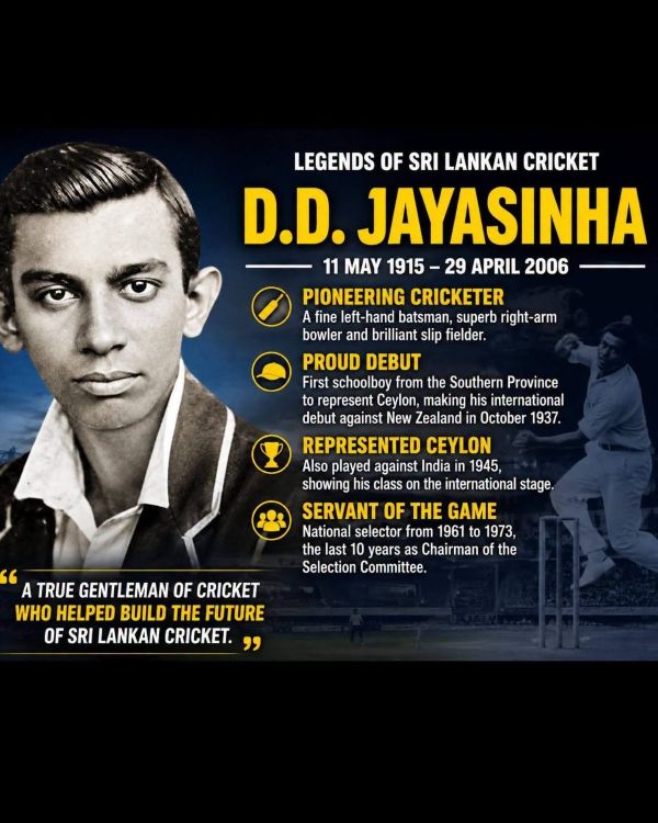 LEGENDS OF SRI LANKAN CRICKET-D D JAYASINHA