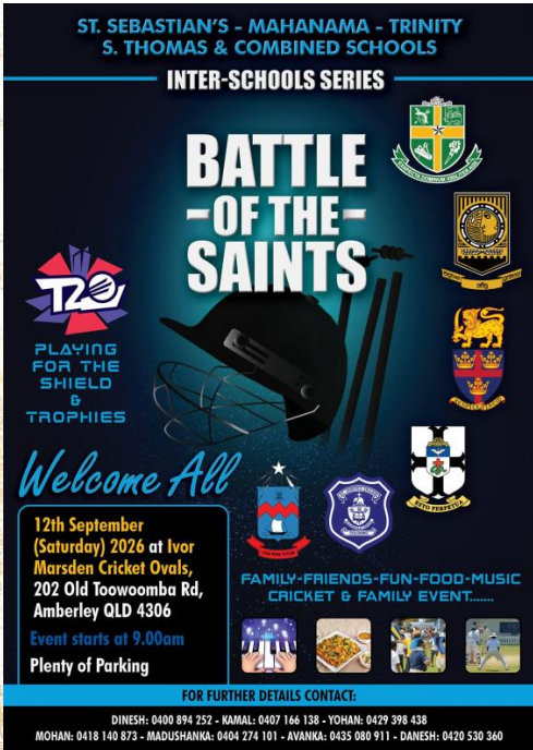 BATTLE OF THE SAINTS - 12th September (Saturday) 2026 - 9.00am ( Brisbane event )