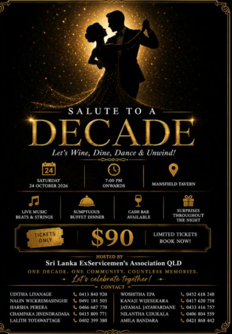 SALUTE TO A DECADE SATURDAY 24th OCTOBER 2026 - 7:00 PM ONWARDS ( Brisbane event)