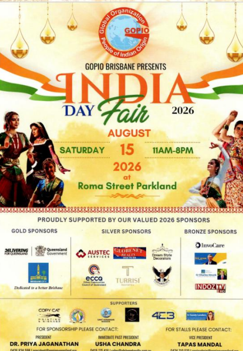 INDIA DAY Fair 2026 - 15 AUGUST 2026 - 11AM To 8PM ( Brisbane Event )