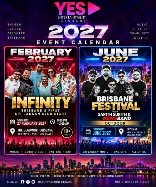 2027 EVENT LINE-UP - YES ENTERTAINMENT BRISBANE