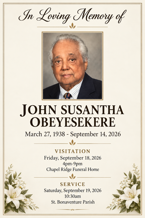 A TRIBUTE TO THE LIFE AND LEGACY OF JOHN SUSANTHA OBEYESEKERE By Upali Obeyesekere