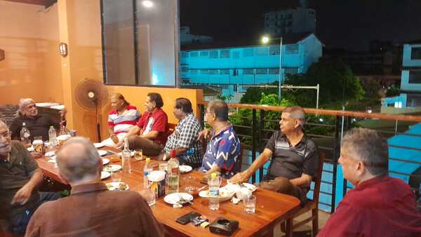 Bernard Gomez, left, during a reunion with classmates in Colombo, when Romella Anandappa was holidaying there.