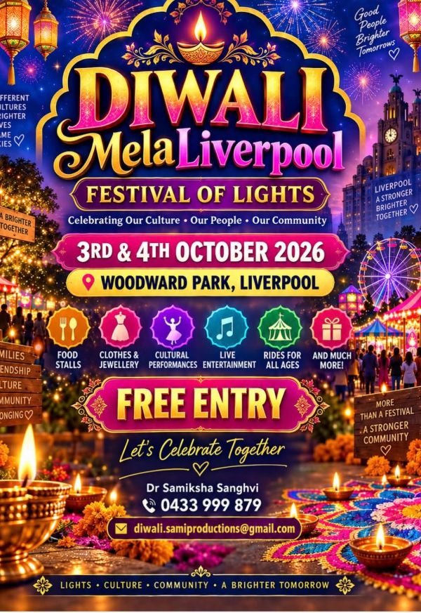 DIWALI Mela Liverpool FESTIVAL OF LIGHTS - 3rd & 4th OCTOBER 2026 ( Sydney Event )
