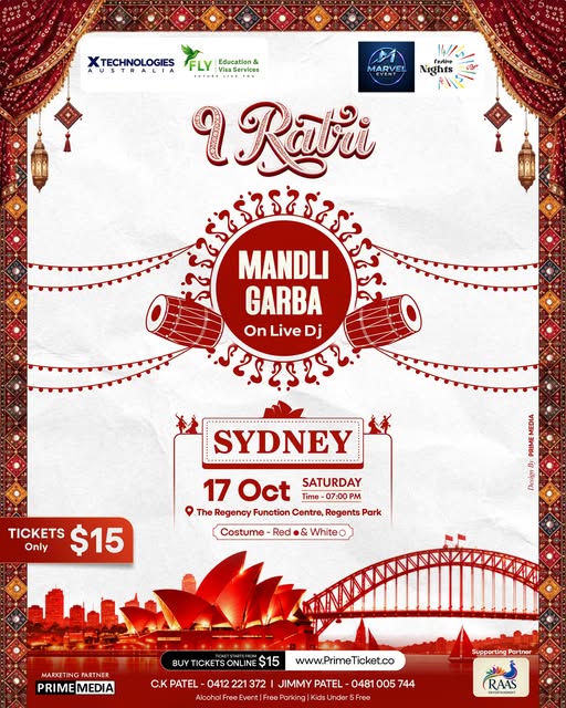 Navaratri in Actual Navaratri with Mandli Garba - 17 Oct (Sat) - 7:00 PM ( Sydney Event )