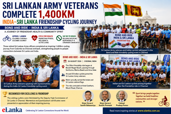 Sri Lankan Army veterans India Sri Lanka friendship cycling journey