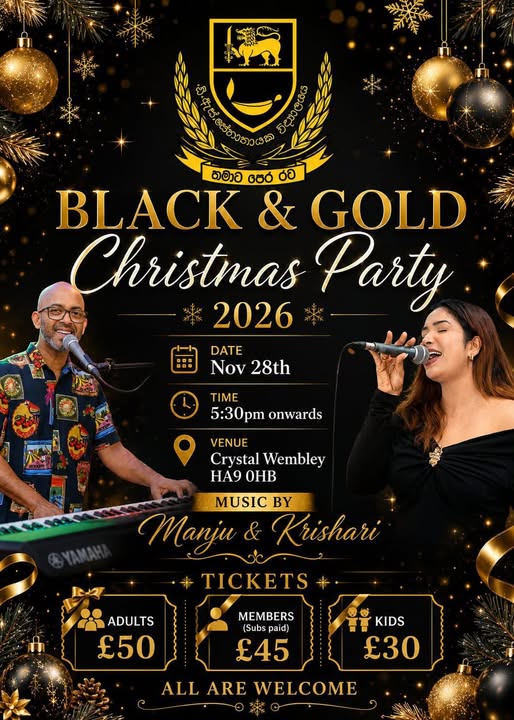 The Black & Gold Christmas 2026 – 28 November 2026 – 5.30PM ONWORDS ( UK Event )
