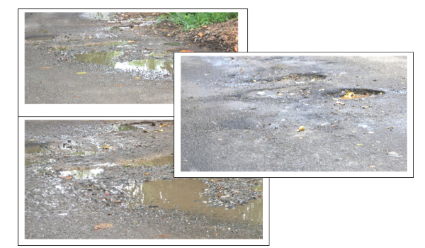 Potholes on Deveni Rajasinghe Mawatha