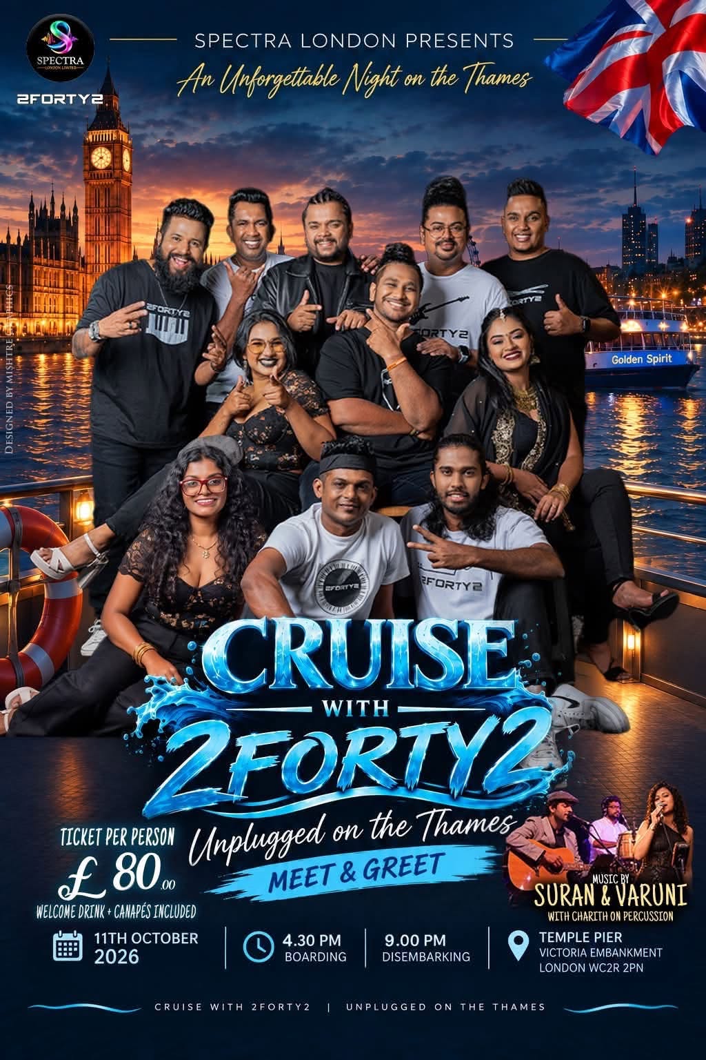 SPECTRA LONDON PRESENTS CRUISE WITH 2FORTY2 - 11th October 2026 ( UK Event)