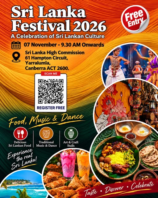 Sri Lanka Festival 2026 - 07 November - 9.30 AM Onwards ( Canberra Event )